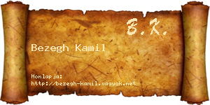 Bezegh Kamil névjegykártya